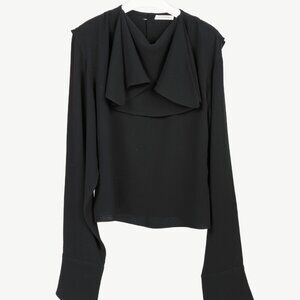 J.W. Anderson Black Crepe Draped-Neck Long-Sleeve Blouse